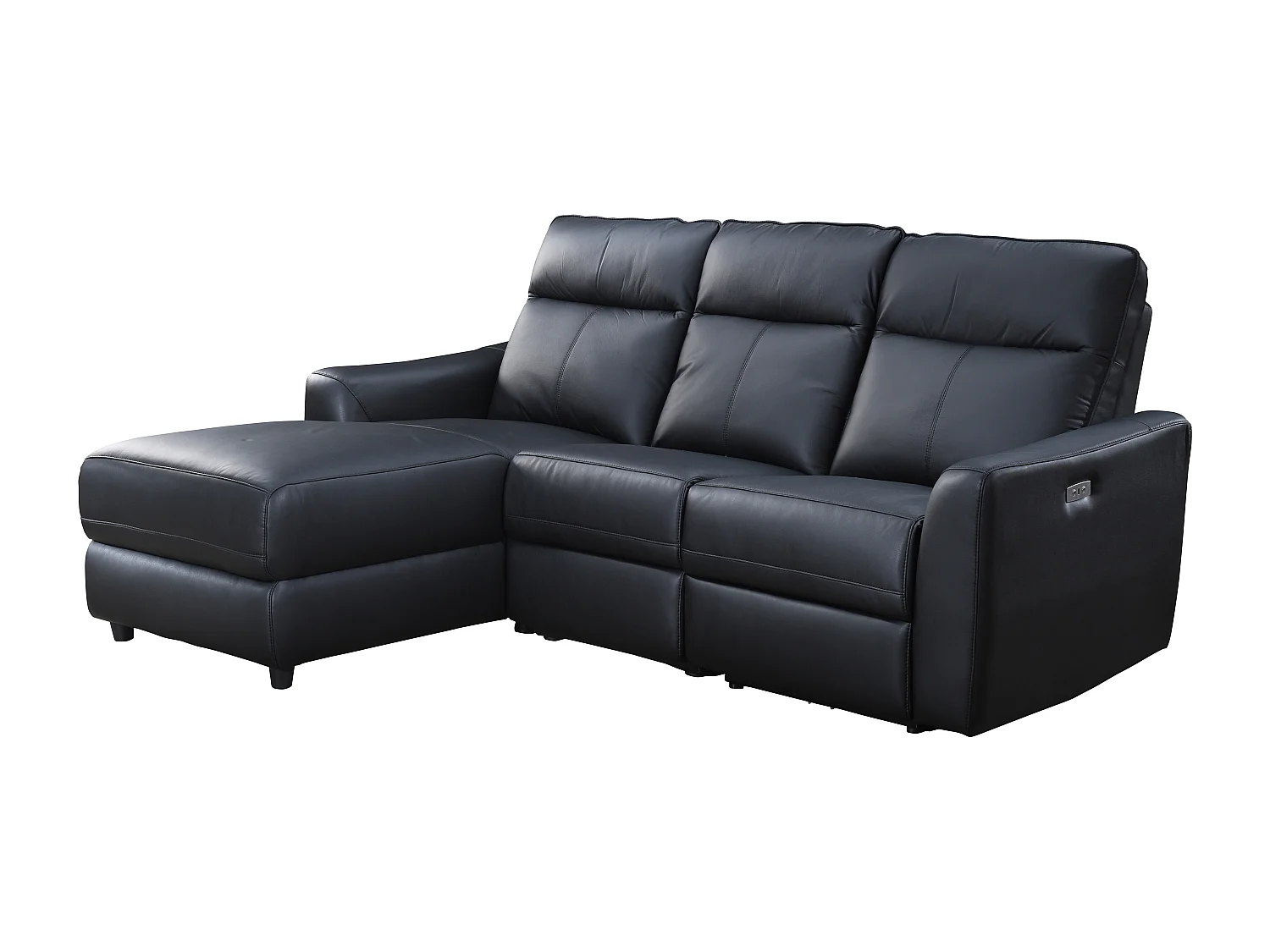 Eckrelaxsofa elektrisch - Ecke links - Leder - Schwarz - ISPICA