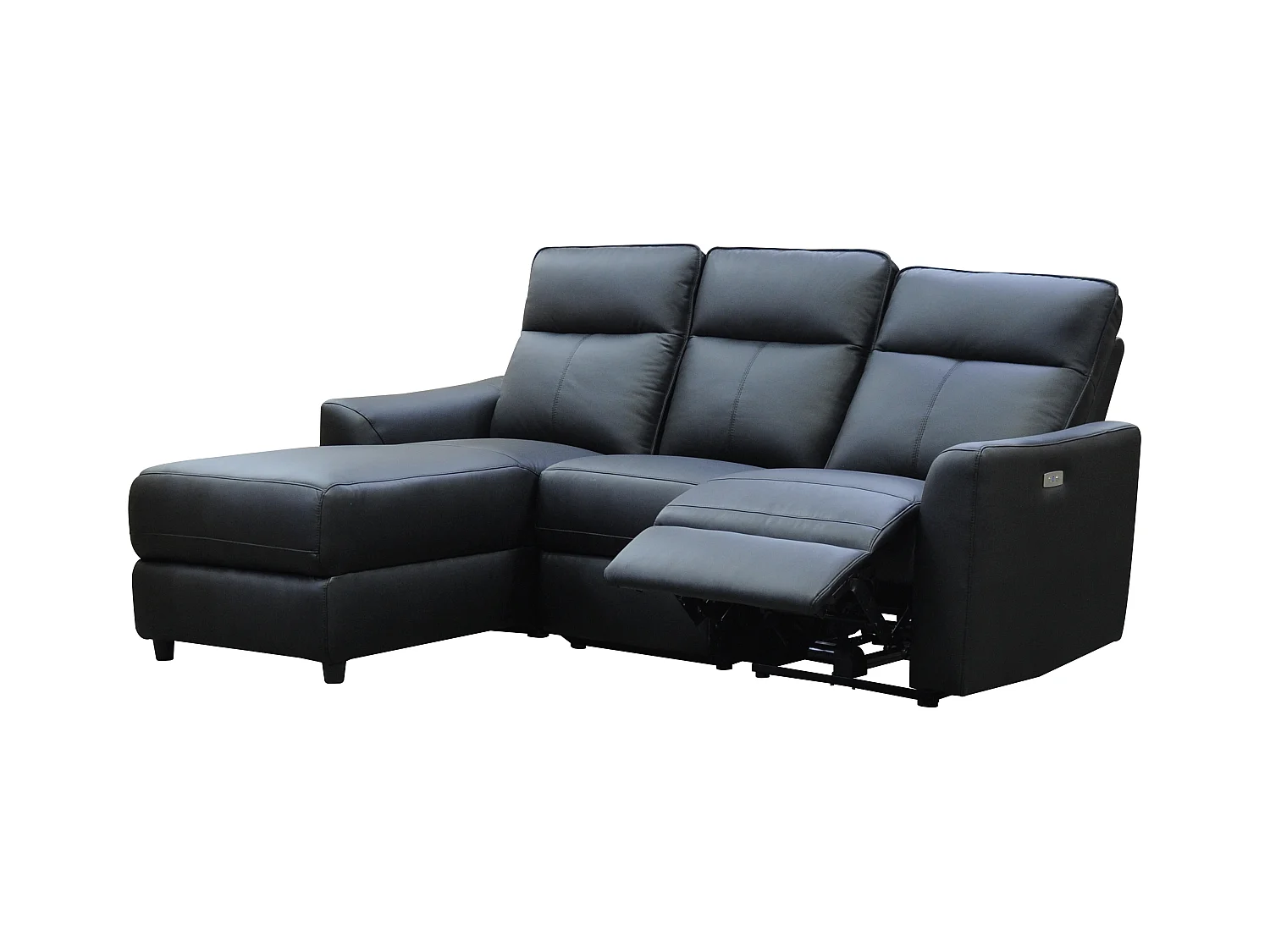 Eckrelaxsofa elektrisch - Ecke links - Leder - Schwarz - ISPICA