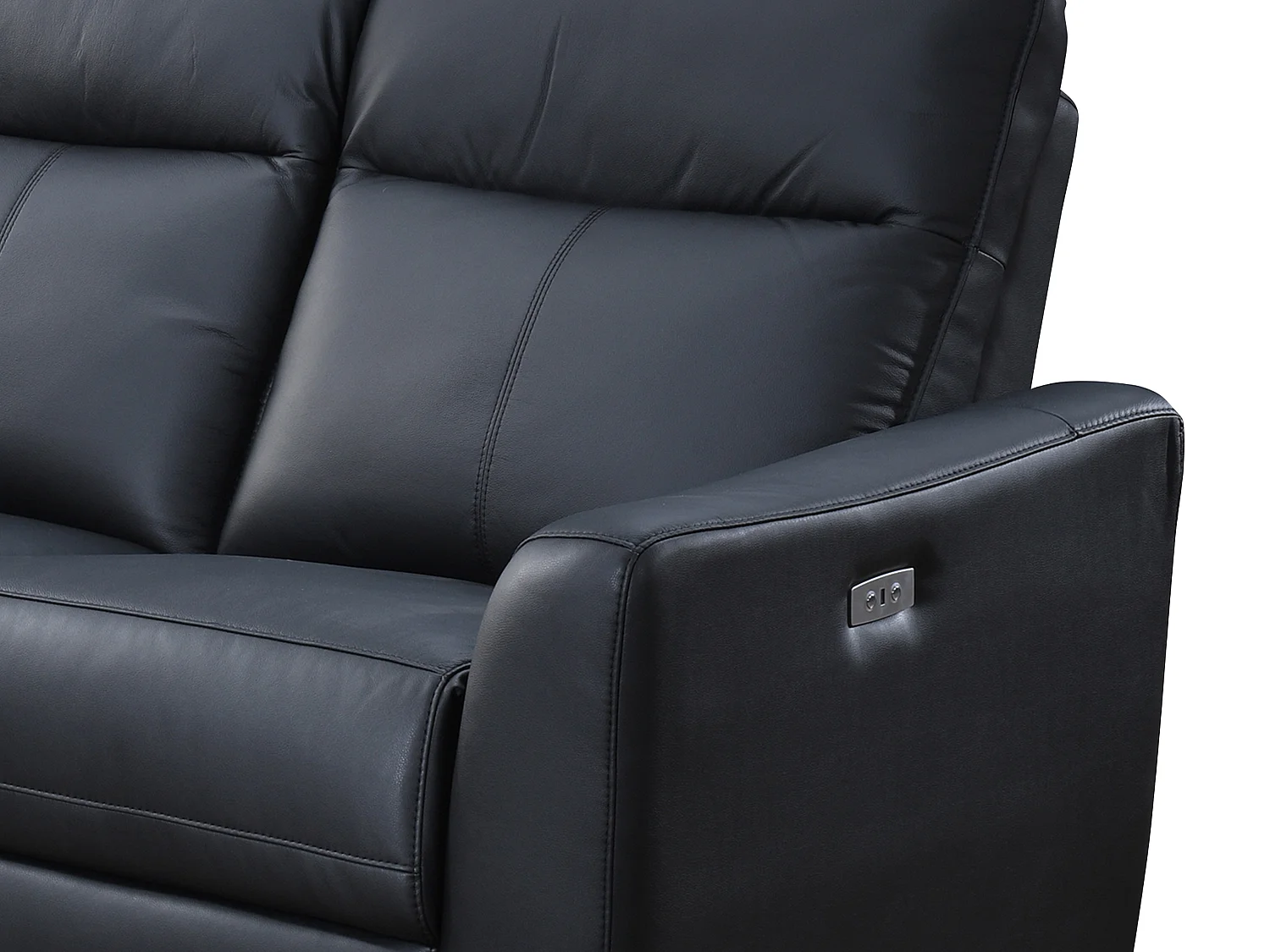 Eckrelaxsofa elektrisch - Ecke links - Leder - Schwarz - ISPICA