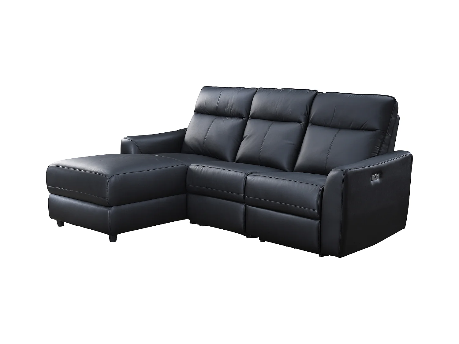 Divano relax elettrico in Pelle Nero - Angolo a sinistra - ISPICA
