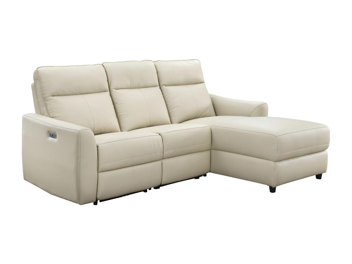 Eckrelaxsofa elektrisch - Ecke rechts - Leder - Beige - ISPICA günstig online kaufen