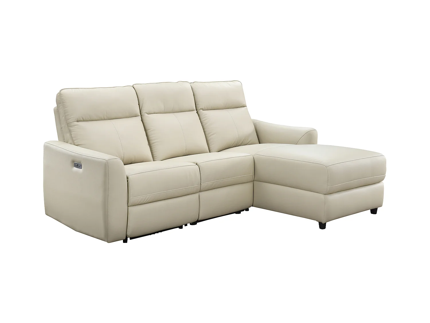 Eckrelaxsofa elektrisch - Ecke rechts - Leder - Beige - ISPICA
