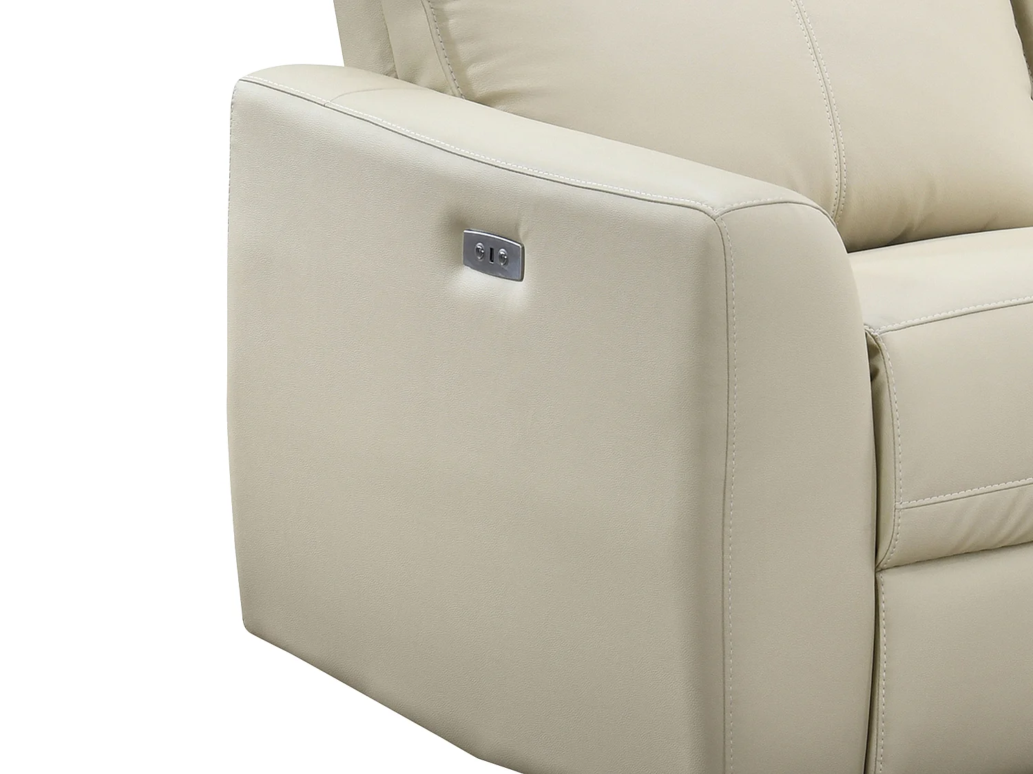 Eckrelaxsofa elektrisch - Ecke rechts - Leder - Beige - ISPICA