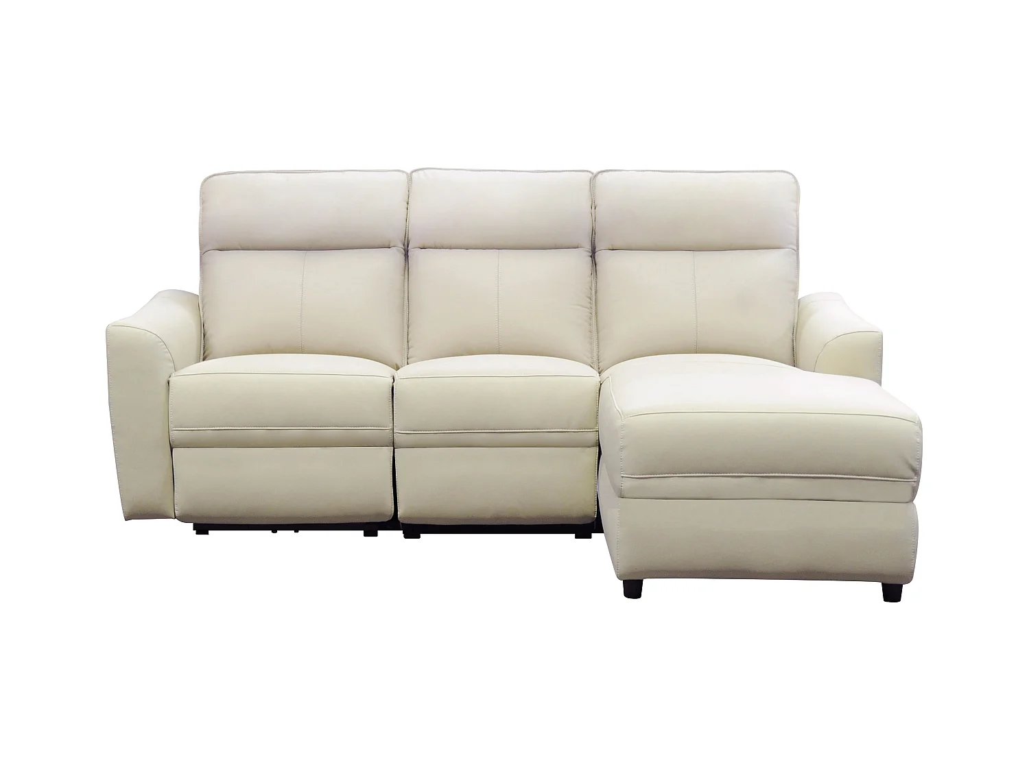 Elektrische relaxhoekbank met hoek rechts van beige leer ISPICA