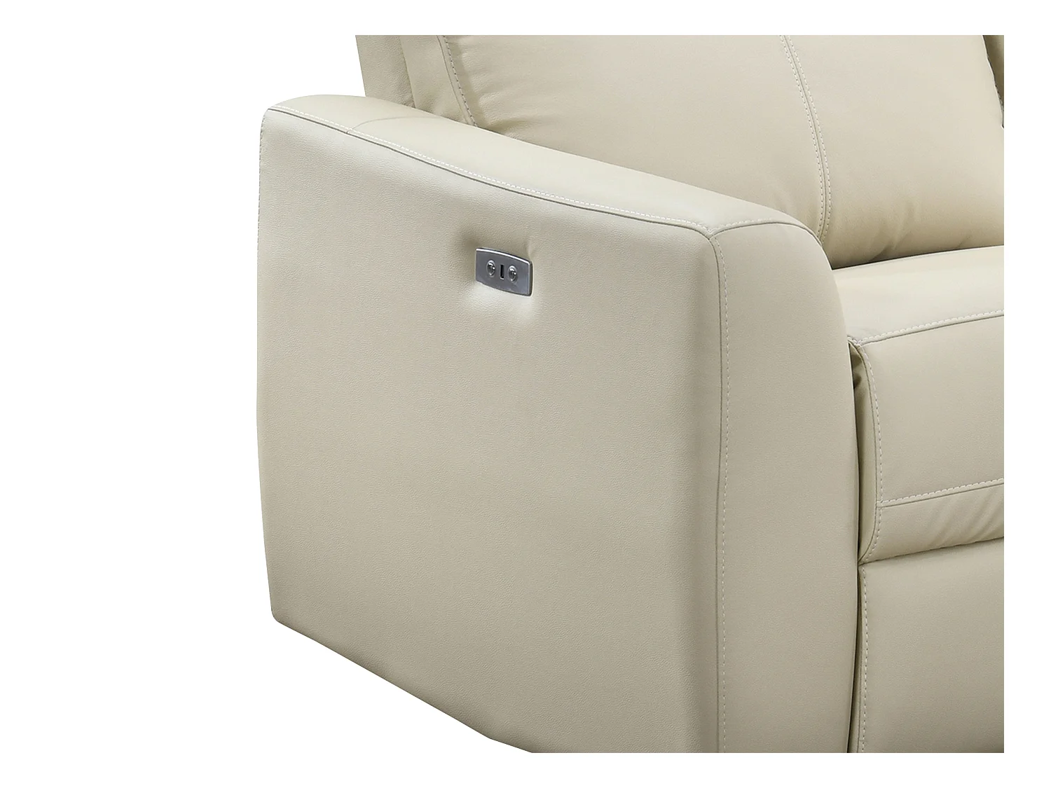 Elektrische relaxhoekbank met hoek rechts van beige leer ISPICA