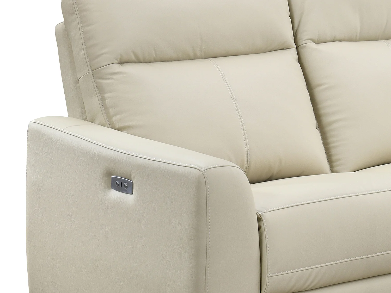 Elektrische relaxhoekbank met hoek rechts van beige leer ISPICA