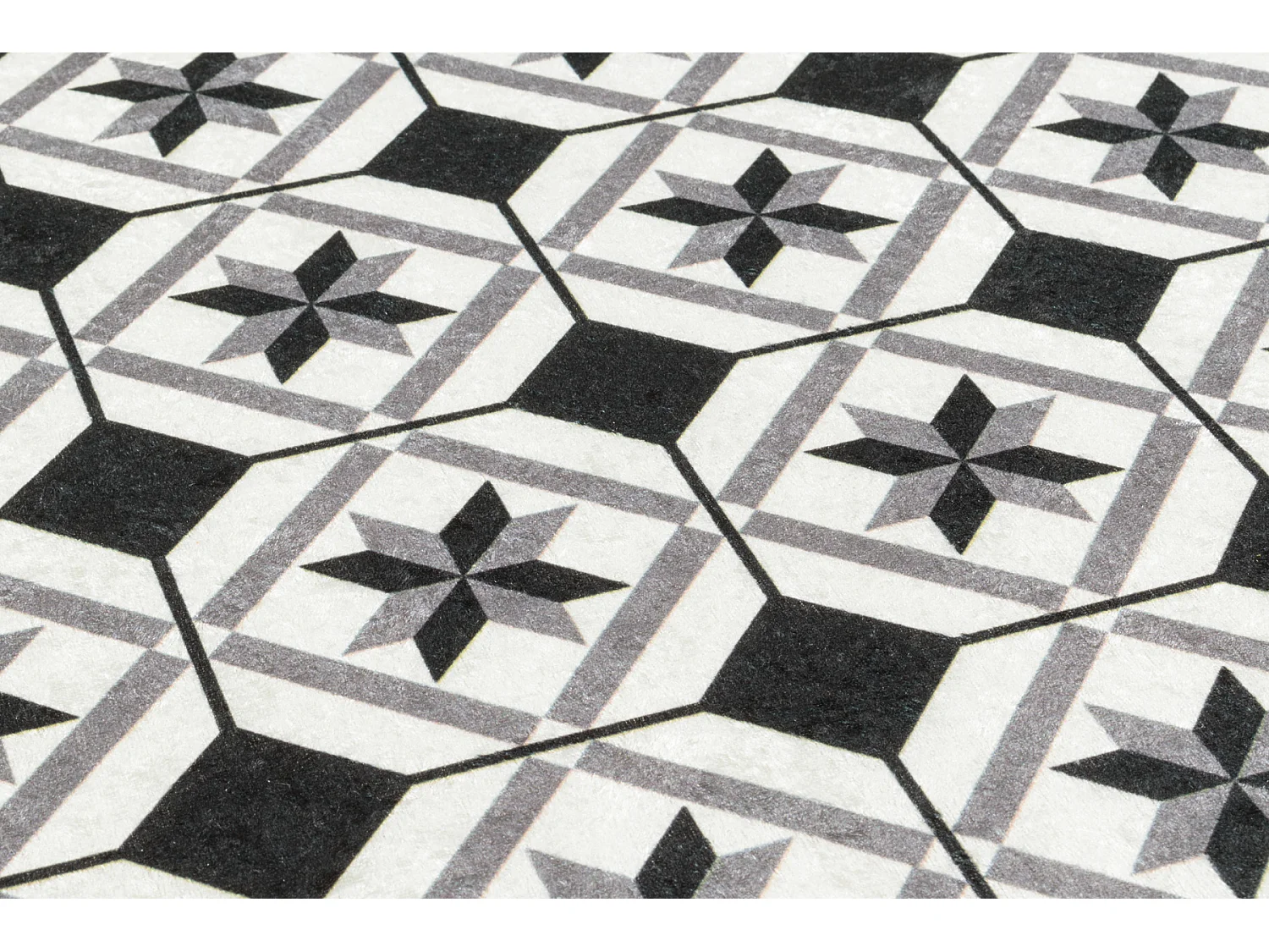 Tapis de cuisine - noir - carreaux de ciment - 80x300cm