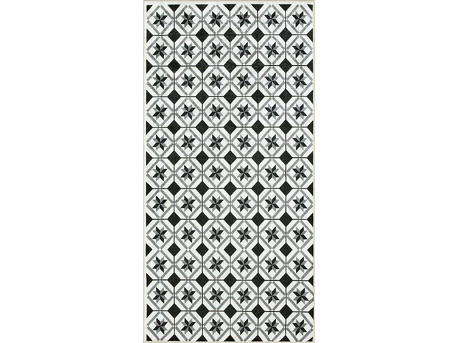 Tapis de cuisine - noir - carreaux de ciment - 50x100cm