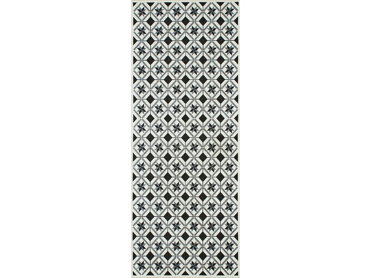Tapis de cuisine - noir - carreaux de ciment - 70x180cm