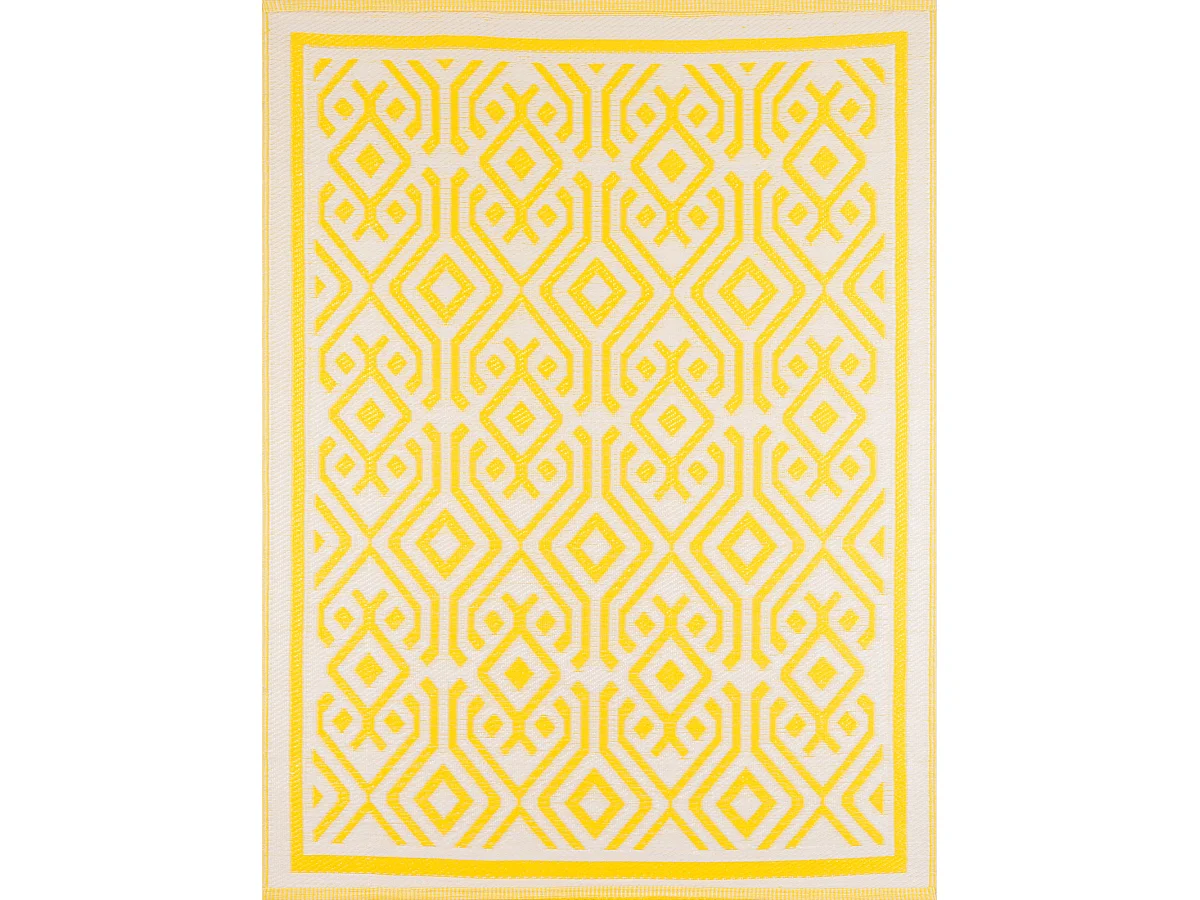 Tapis extérieur - jaune et blanc - scoobi - 180x280 cm - polypropylène
