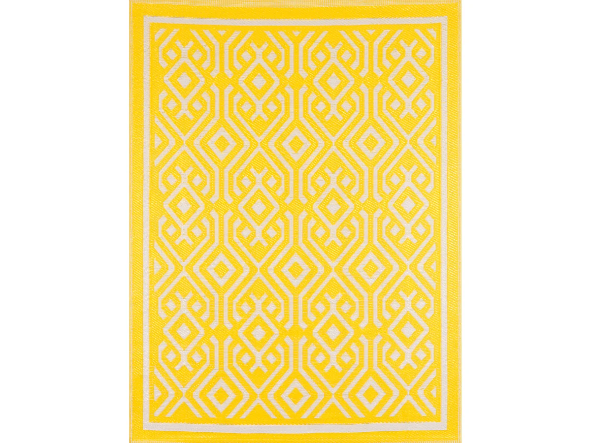 Tapis extérieur - jaune et blanc - scoobi - 180x280 cm - polypropylène
