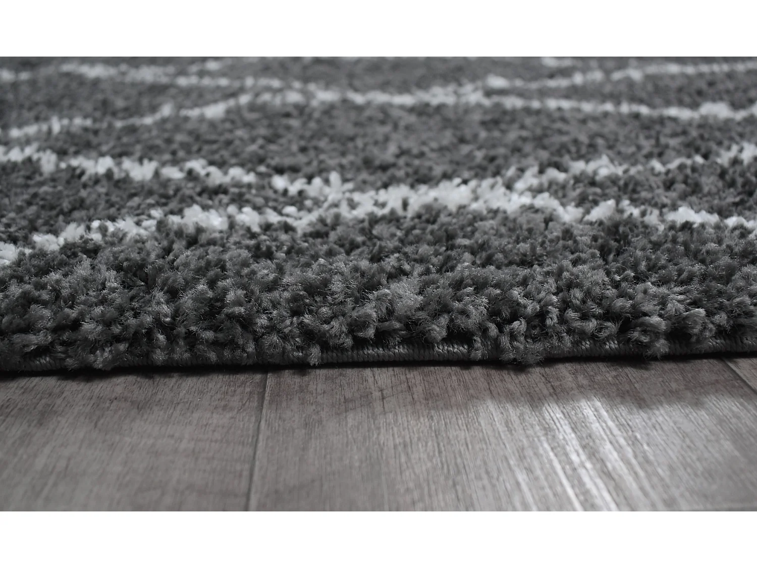 Tapis de salon - motif berbère - laine artificielle - Asma - 67x180cm - Anthracite