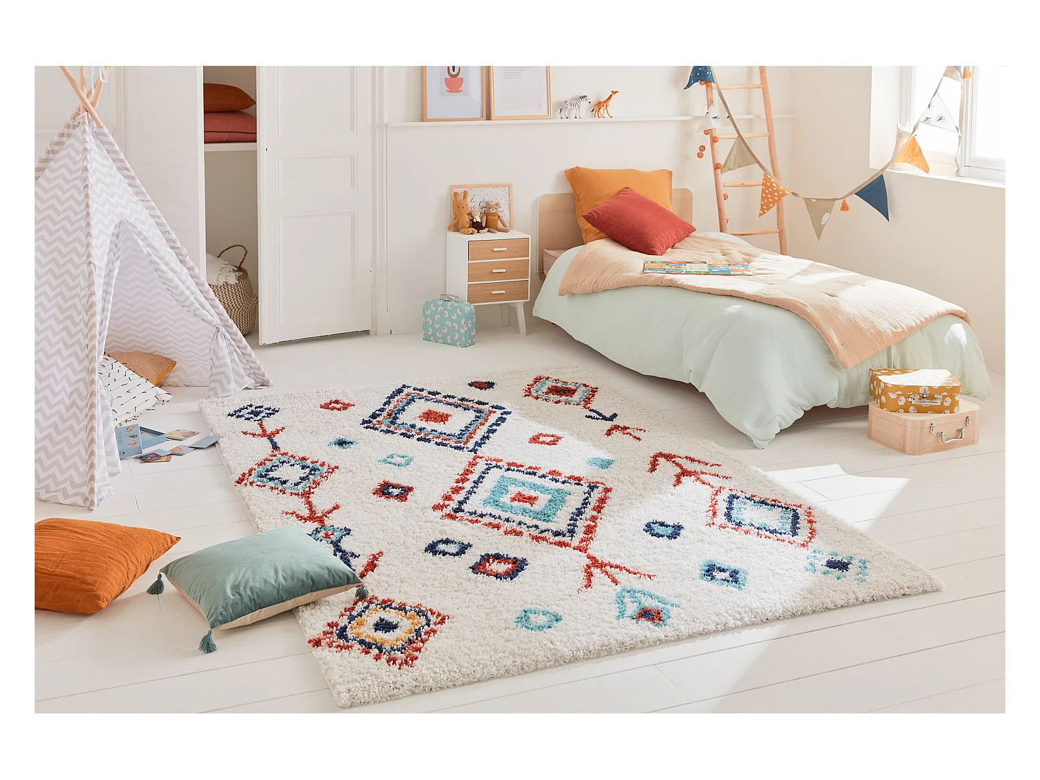 Tapis - enfant - multicolore -  berbère - 120x160 cm