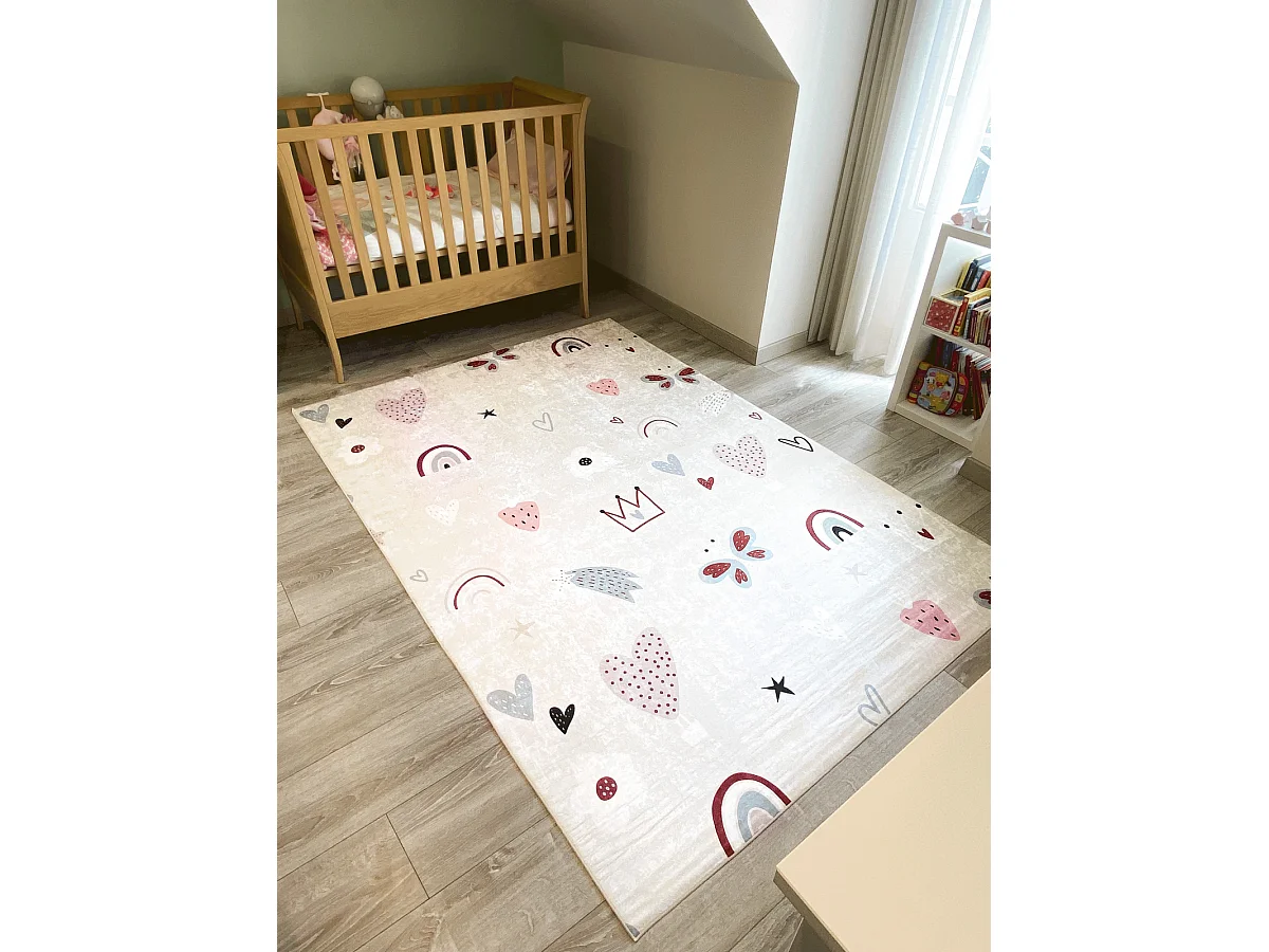 Tapis enfant - HAPPY - rose - 160x230cm