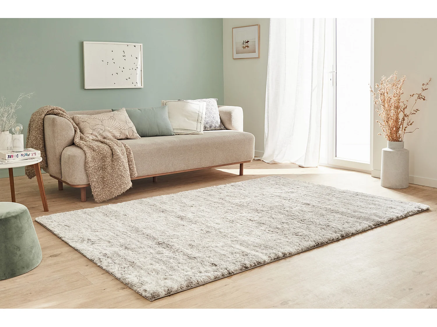 Tapis de salon - gris - effet dégradé - poils long - doux - Oslo - 200x290