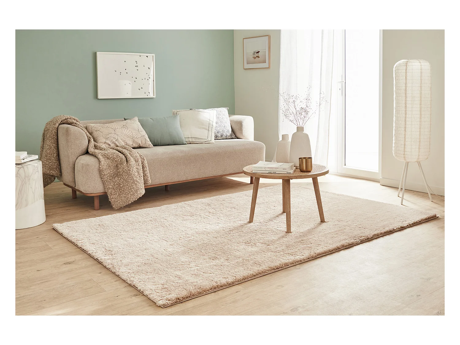 Tapis de salon - doux - beige - cosy - 160x230cm