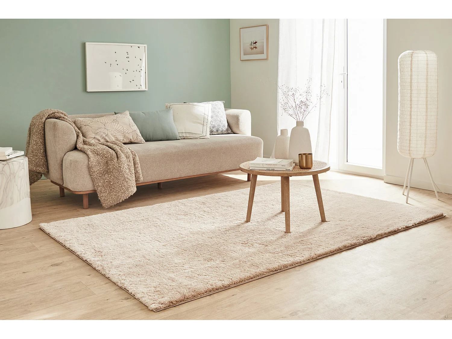 Tapis de salon - doux - beige - cosy - 160x230cm