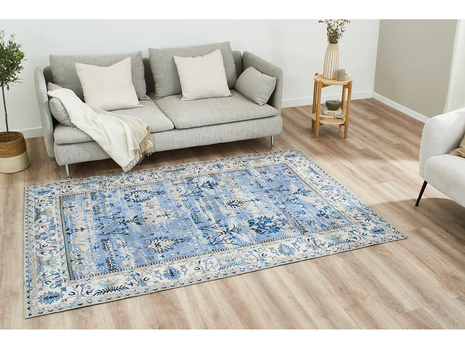 Tapis de salon - vintage - bleu - 200x290cm