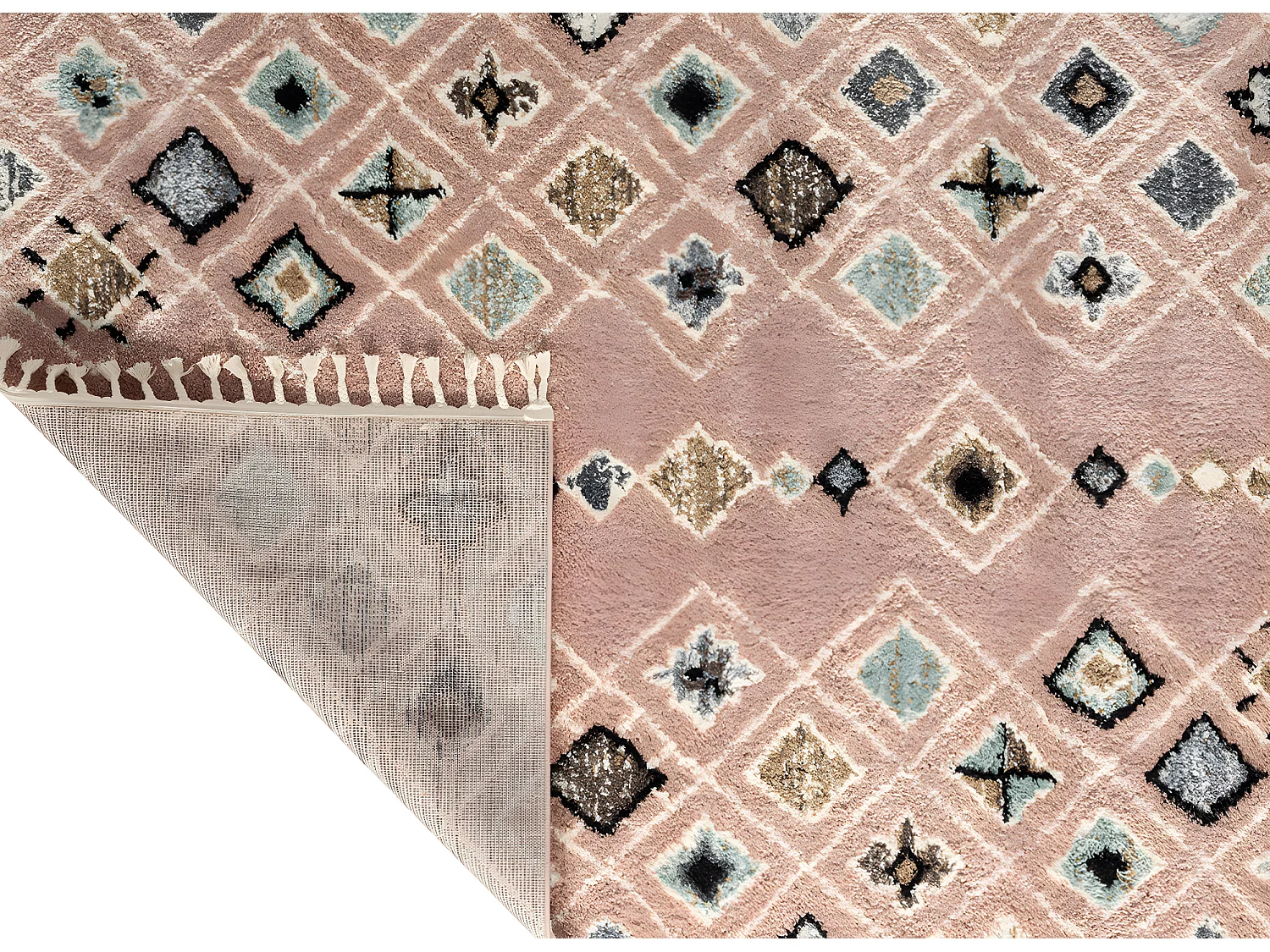 Tapis de salon - berbère - laine - rose - 160x230 cm