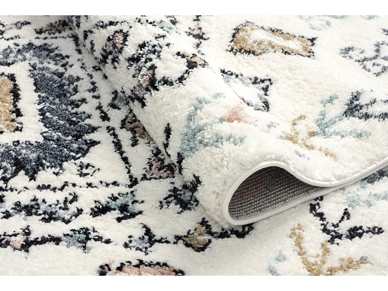 Tapis de salon - laine - franges - crème  - 160x230 cm