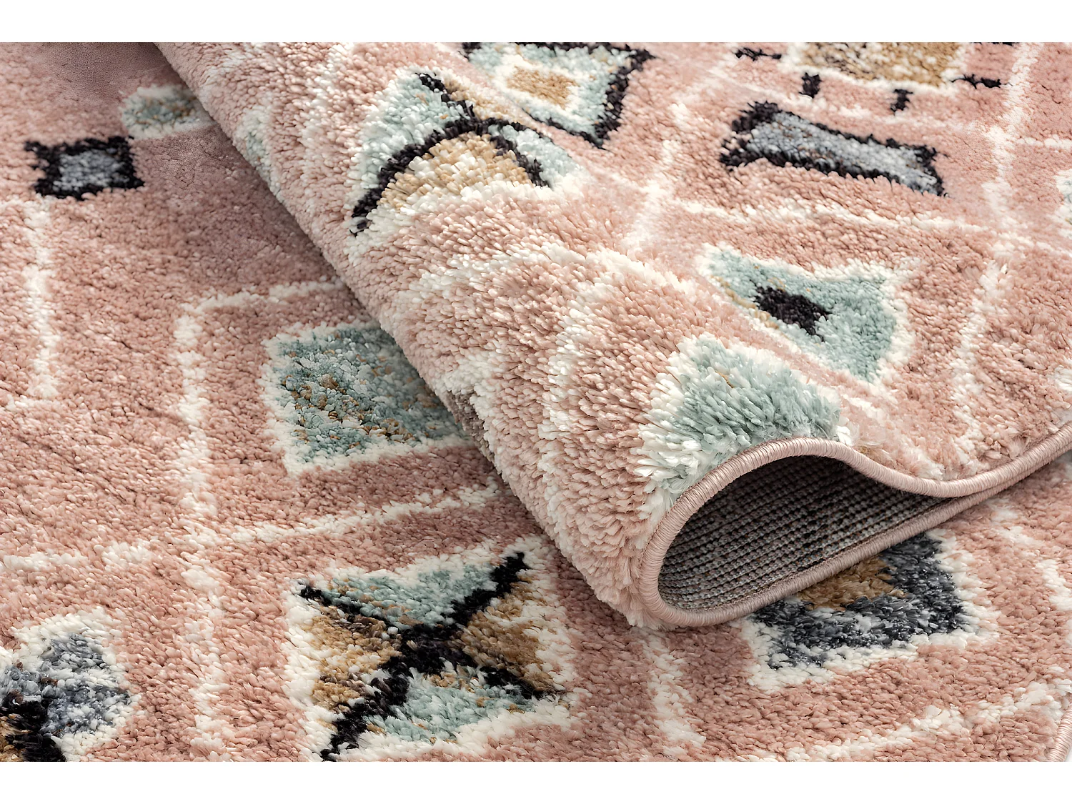 Tapis de salon - berbère - laine - rose - 200x290 cm