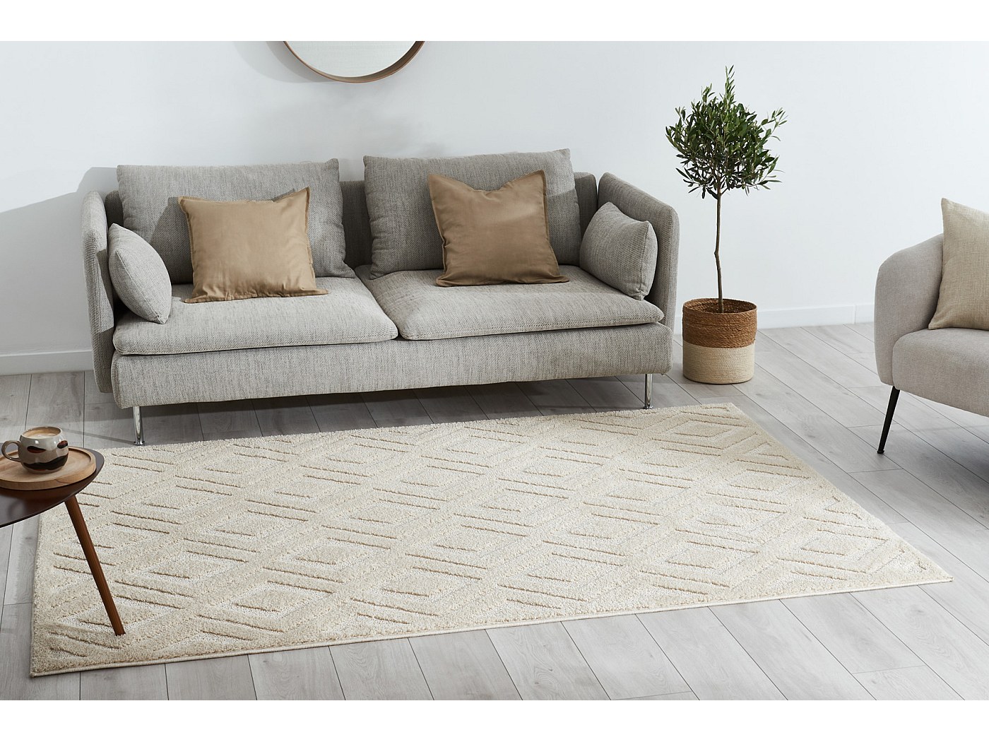 Tapis grand salon 200x290 tissé gris rectangle motif abstrait VIVACE 13