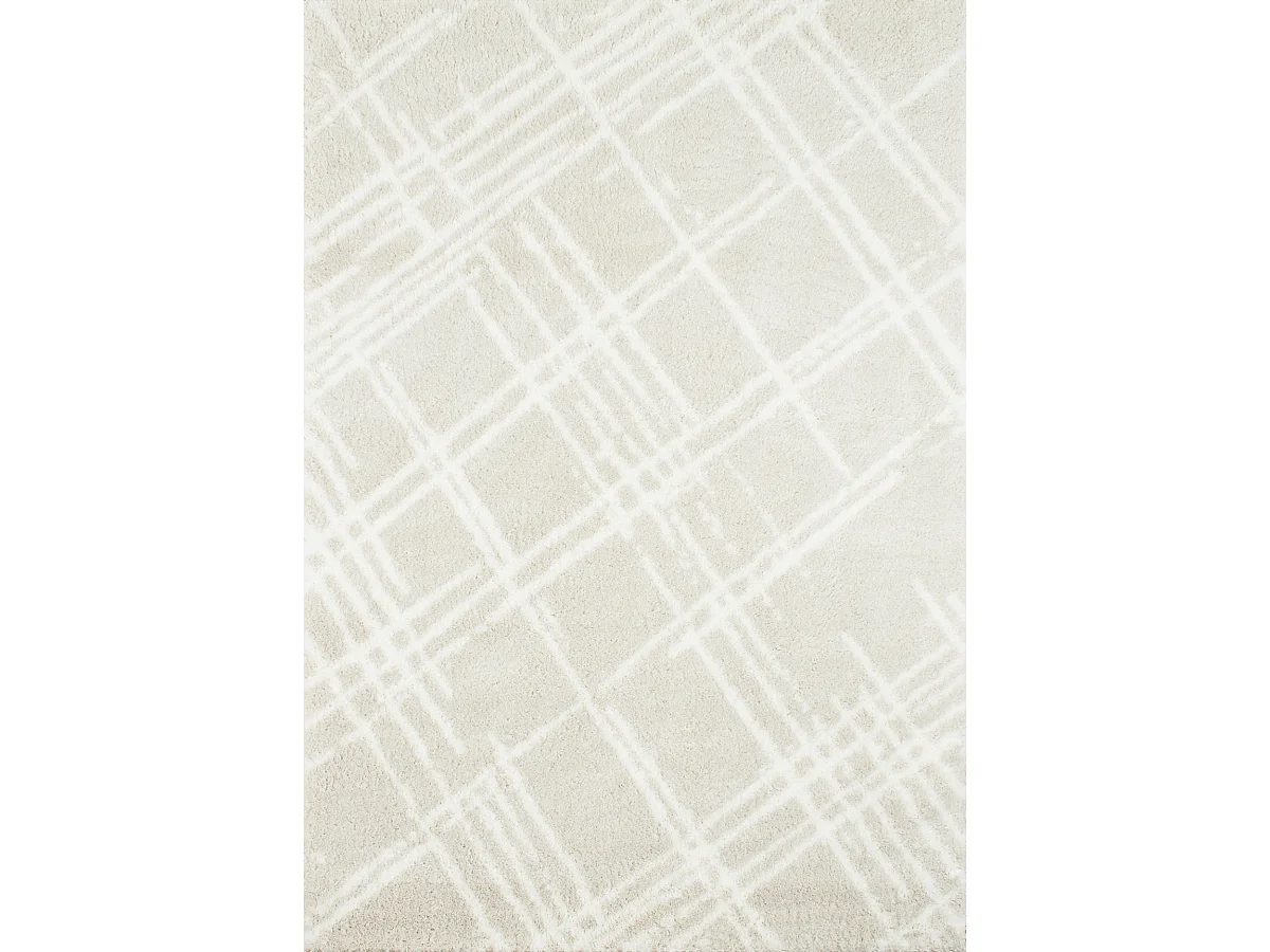 Tapis de salon - beige - grafique - poils long - doux - Oslo - 160x230