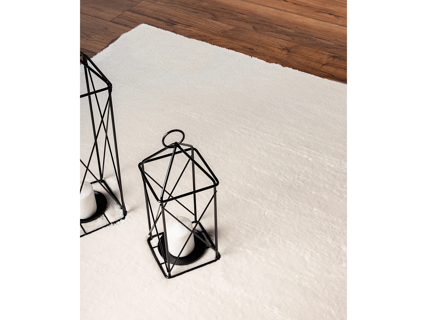 Tapis de salon - uni - doux - poils long - Loft - crème - 200x290 cm