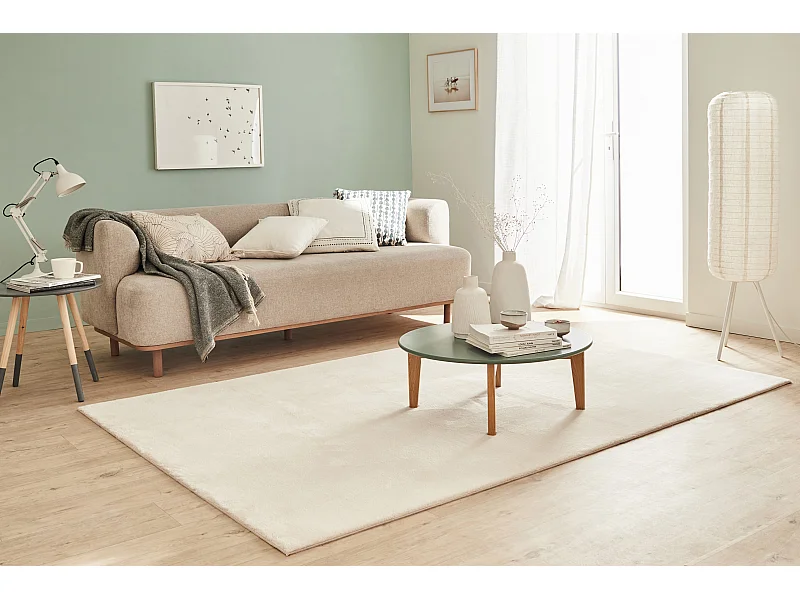 Tapis de salon - uni - doux - poils long - Loft - crème - 200x290 cm