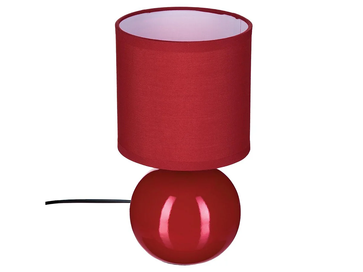 Lampe à Poser Céramique "Boule" 24cm Rouge