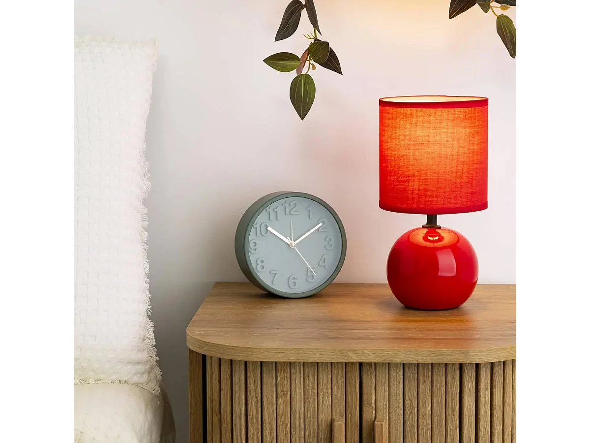 Lampe à Poser Céramique "Boule" 24cm Rouge