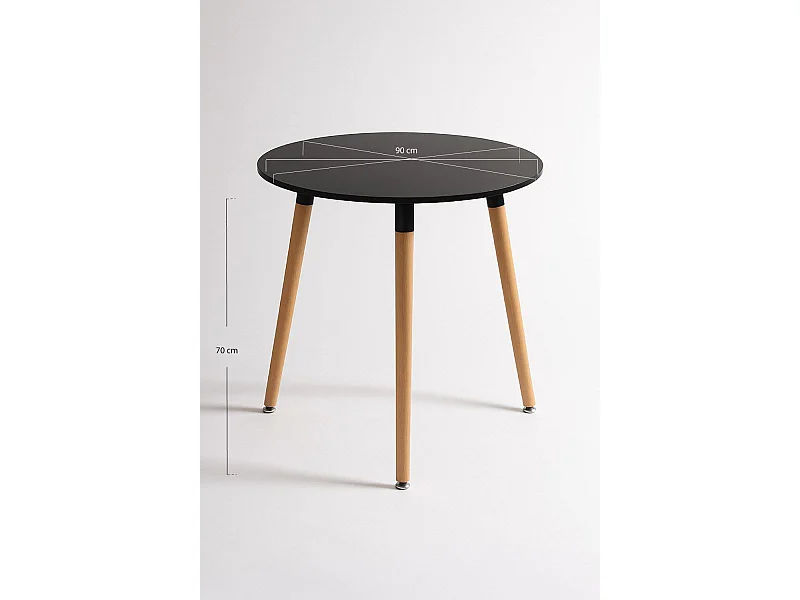 Estilo Nórdico - Mesa Tower Redonda 90 cm - Negro