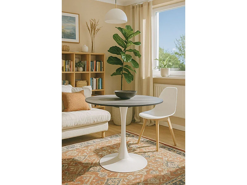 Estilo Nórdico - Mesa Kolio 80 cm Mármol - Granito