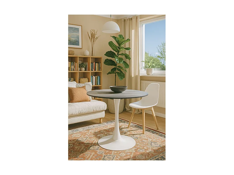 Estilo Nórdico - Mesa Kolio 80 cm Mármol - Granito