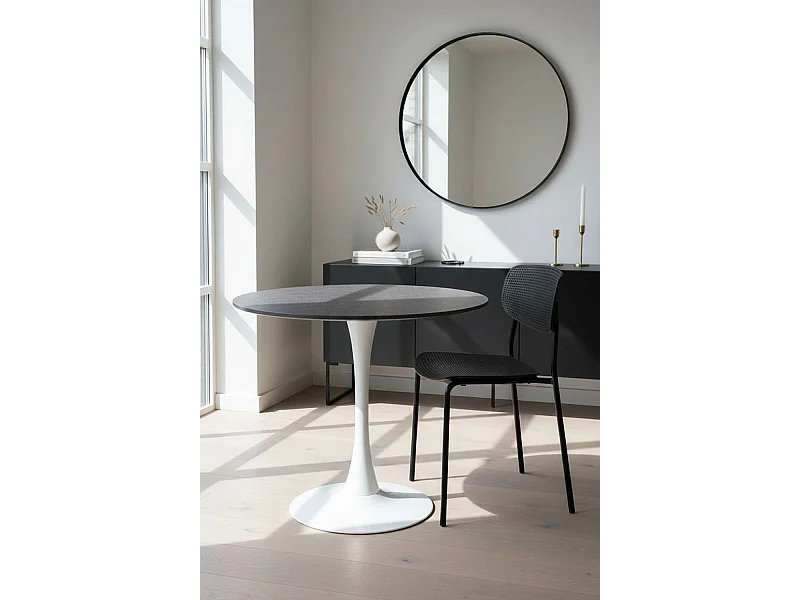 Estilo Nórdico - Mesa Kolio 80 cm Mármol - Granito