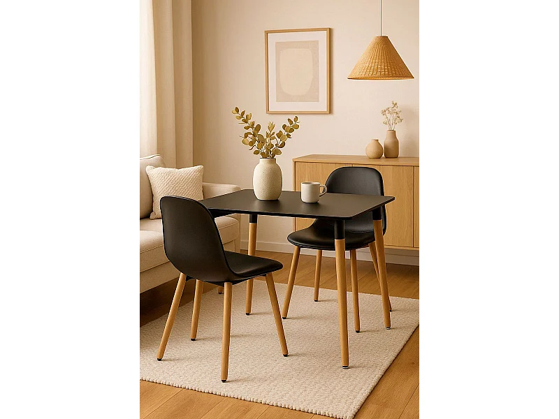 Estilo Nórdico - Mesa Tower Cuadrada 80 cm - Negro