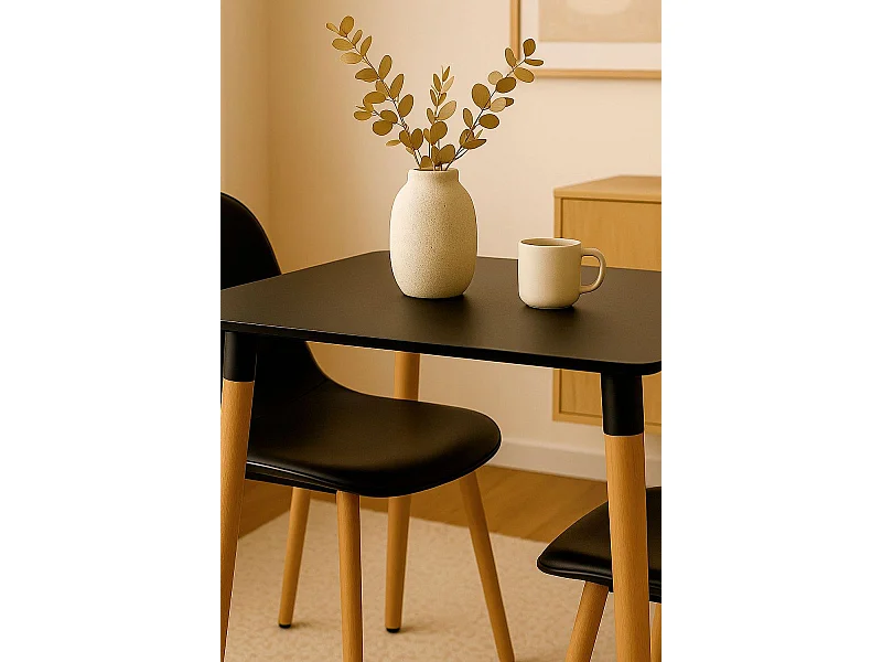 Estilo Nórdico - Mesa Tower Cuadrada 80 cm - Negro