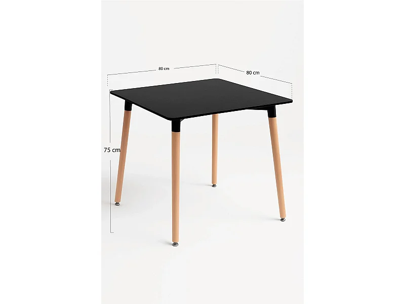 Estilo Nórdico - Mesa Tower Cuadrada 80 cm - Negro