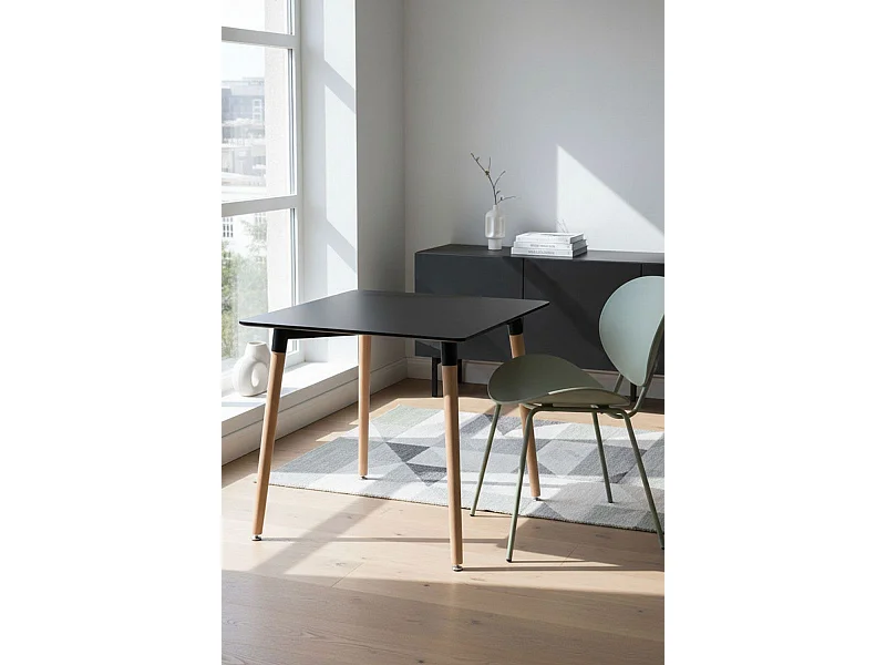 Estilo Nórdico - Mesa Tower Cuadrada 80 cm - Negro