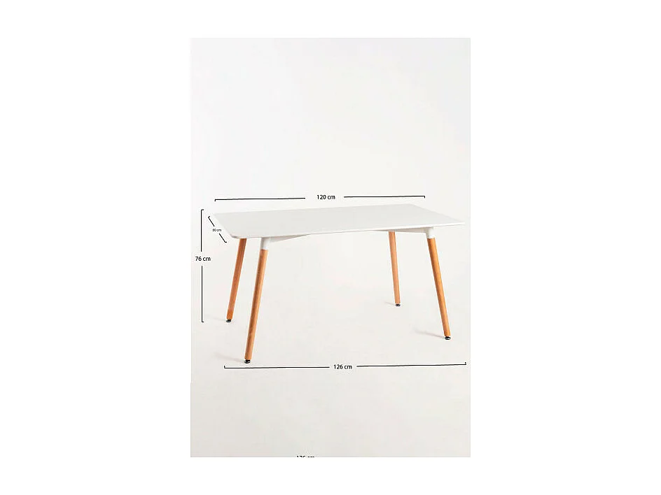 Estilo Nórdico - Mesa Tower Rectangular 120 x 80 cm - Blanco