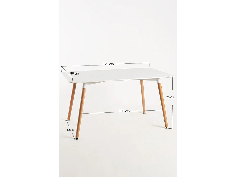 Estilo Nórdico - Mesa Tower Rectangular 120 x 80 cm - Blanco