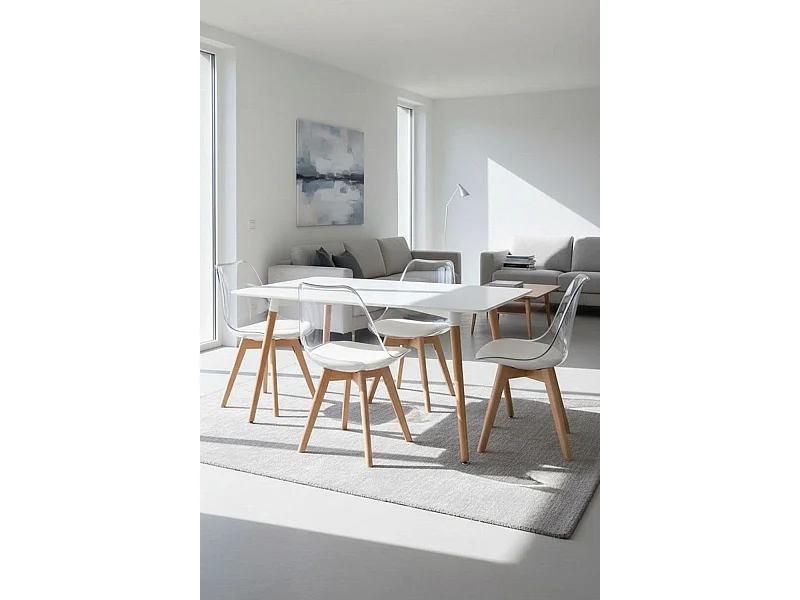 Estilo Nórdico - Mesa Tower Rectangular 120 x 80 cm - Blanco