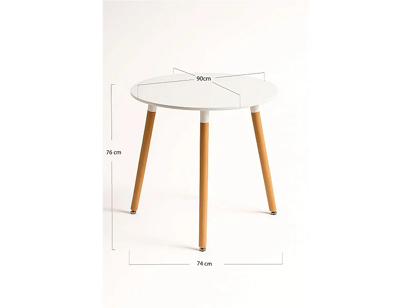 Estilo Nórdico - Mesa Tower Redonda 90 cm - Blanco