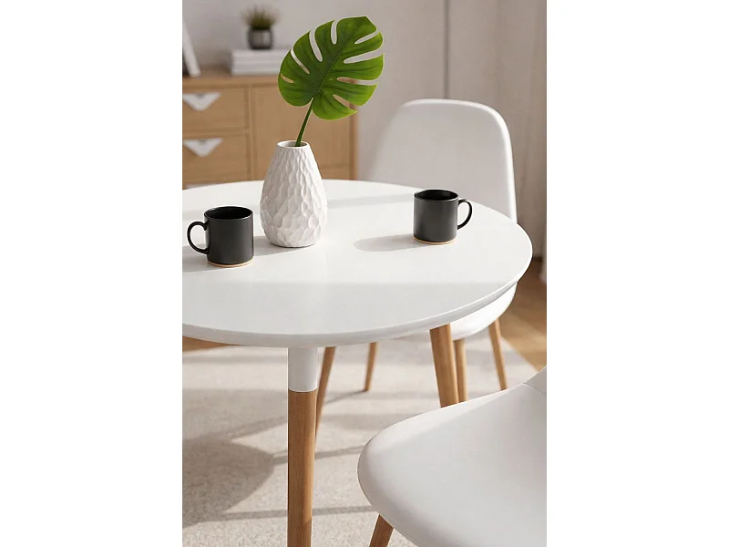 Estilo Nórdico - Mesa Tower Redonda 90 cm - Blanco