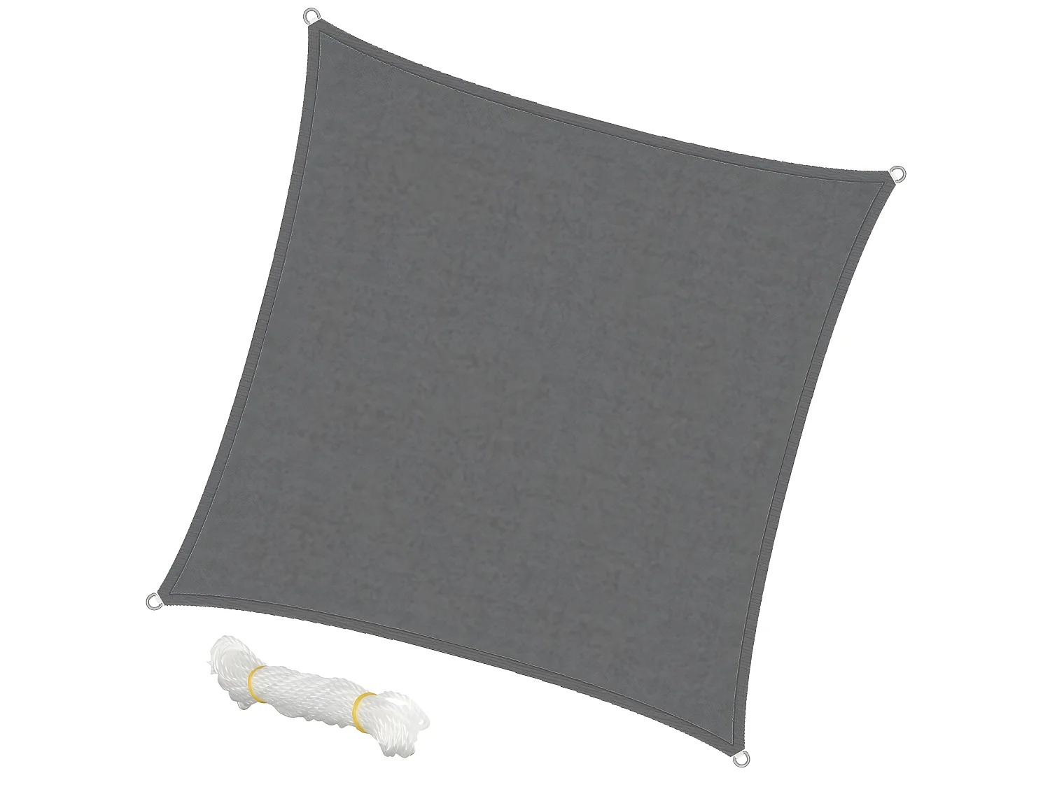 Voile d'ombrage protection UV solaire toile tendue parasol carré 3,6x3,6 m gris