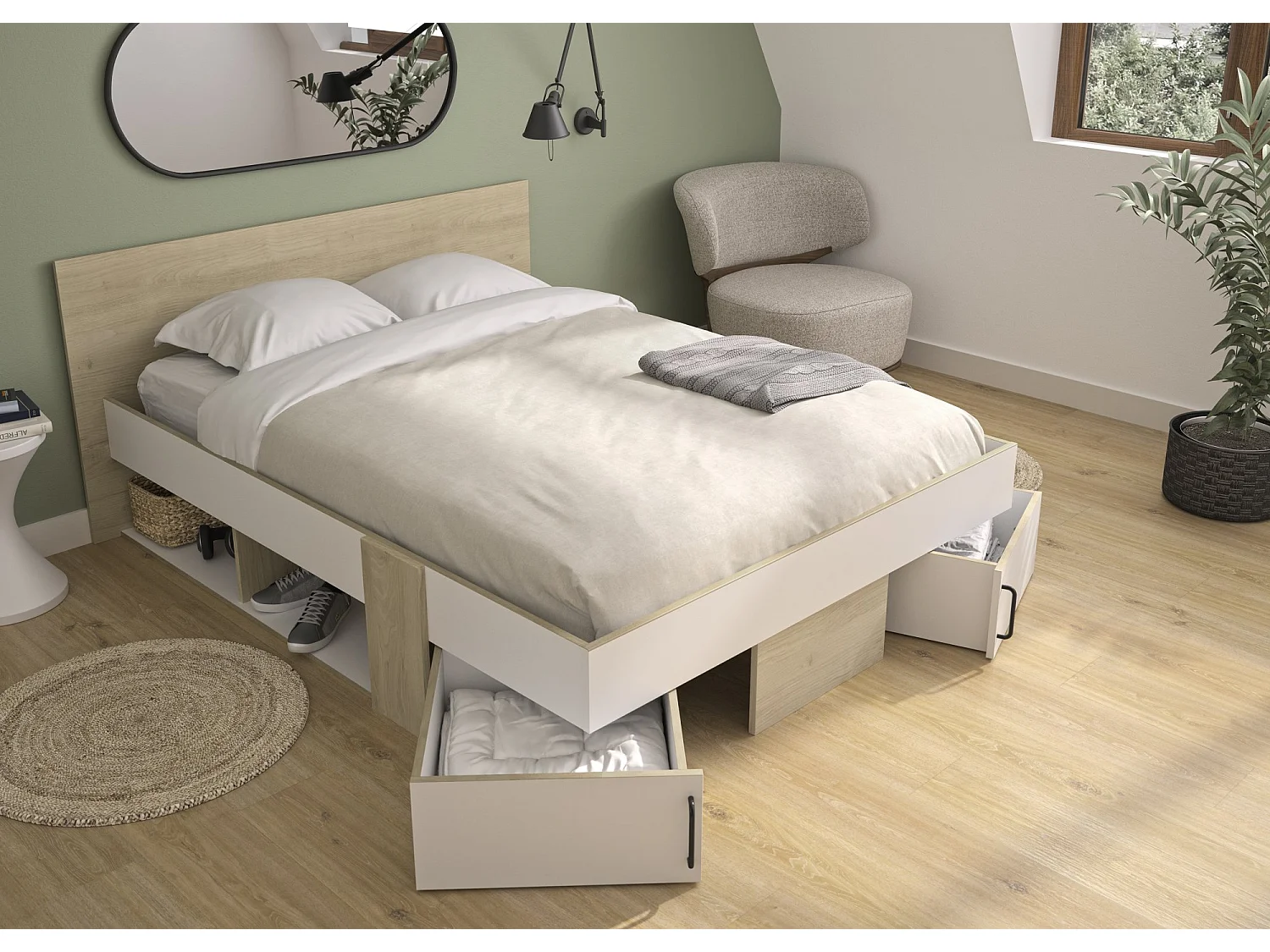 Bed met opbergruimte 140x190cm - Draaibaar