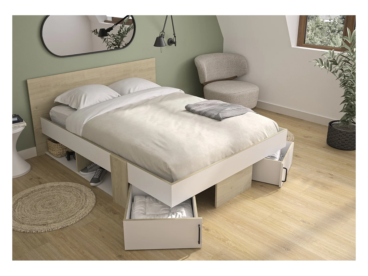 Cama con almacenaje 140 x 190 cm