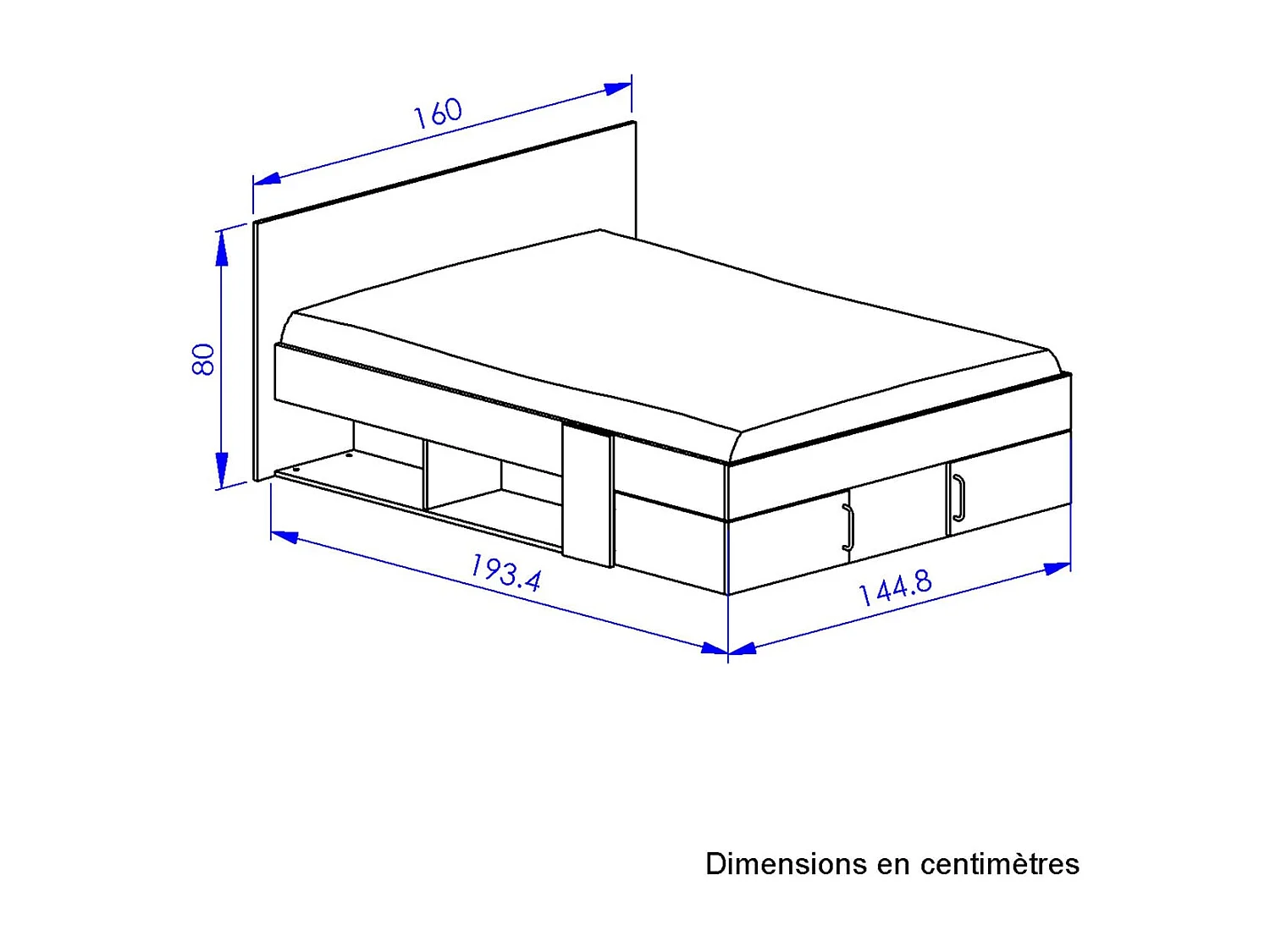 Cama con almacenaje 140 x 190 cm