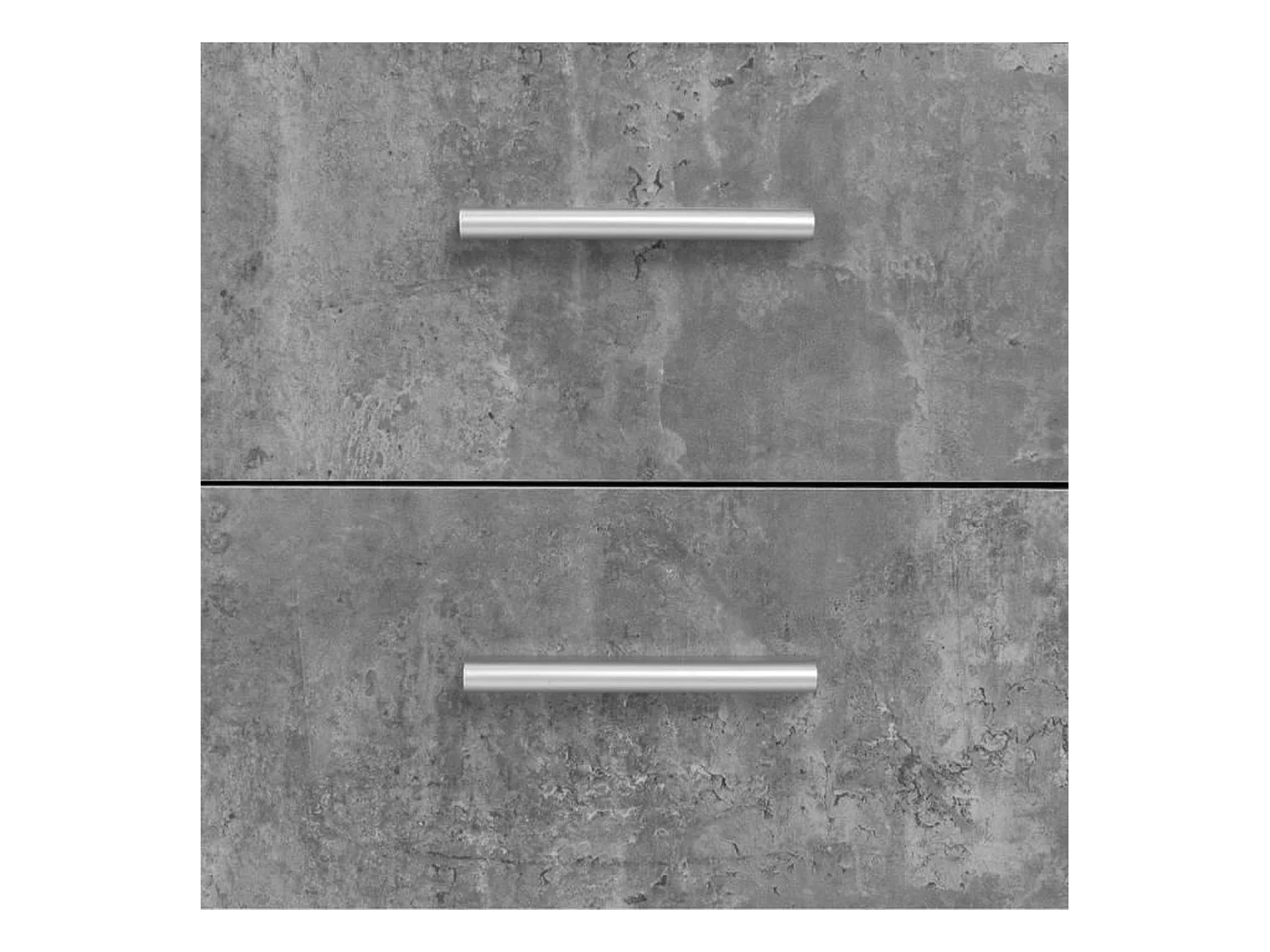 Niedriges Sideboard mit 2 Türen und 4 Schubladen – Weiß und heller Beton – 122,6 x 34,2 x 81,1 cm