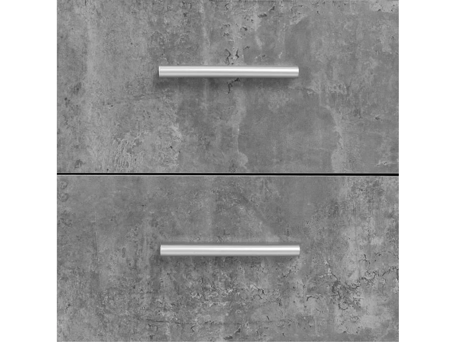 PILVI Buffet bas 2 portes 4 tiroirs - Blanc et beton gris clair - L 122,6 x P 34,2 H 88,1 cm